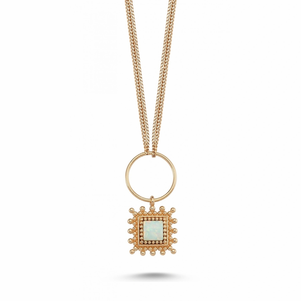 Sedef Taşlı Rose Choker - 14 Ayar