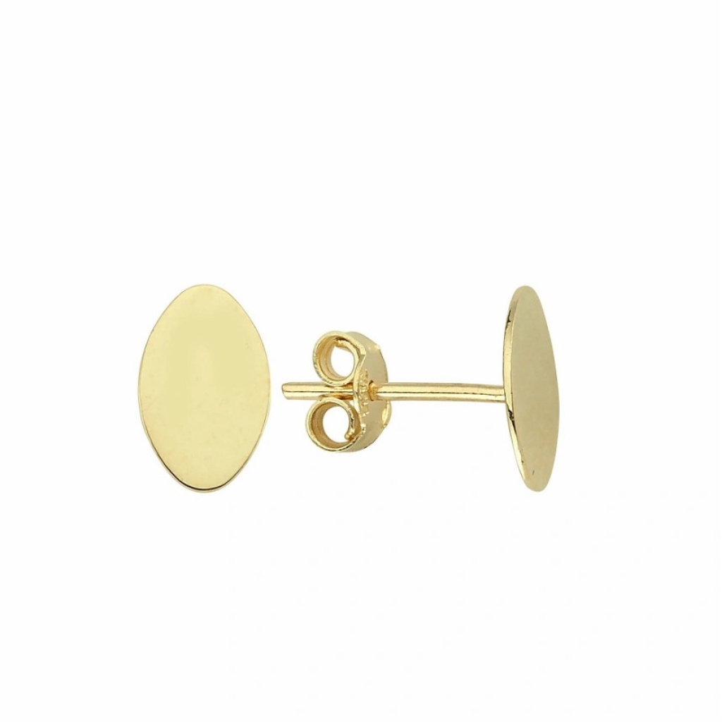  Altın Oval Küpe-14 Ayar