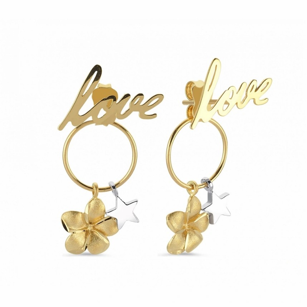 Love Yazılı Altın Küpe-14 Ayar