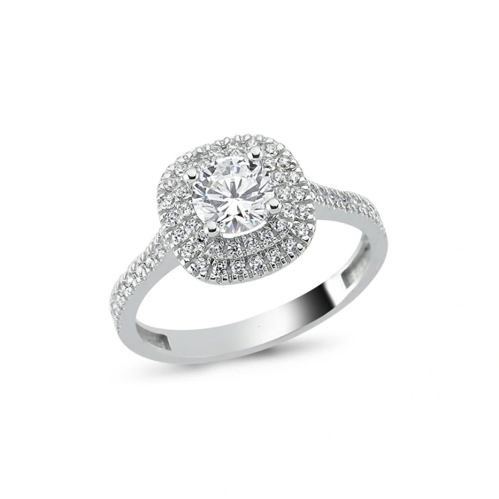 Glamorous Collection   Beyaz Altın Taşlı Yüzük -14 Ayar