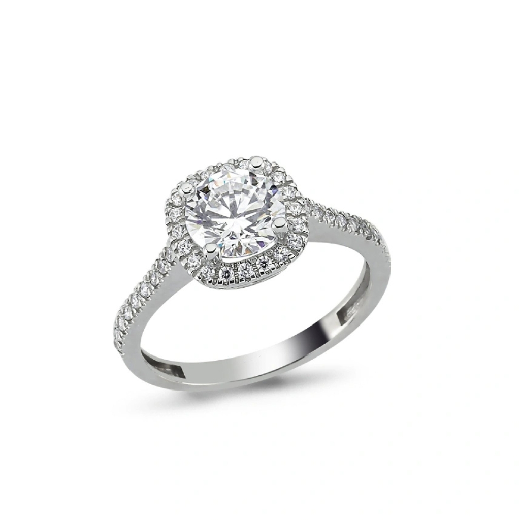 Glamorous Collection   Beyaz Altın Taşlı Yüzük -14 Ayar