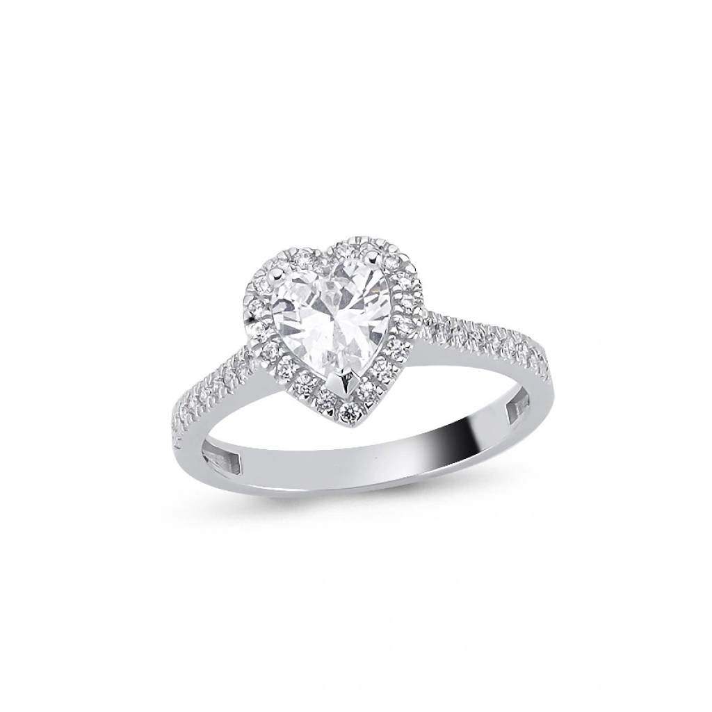 Glamorous Collection Beyaz Altın Taşlı Yüzük- 14 Ayar 