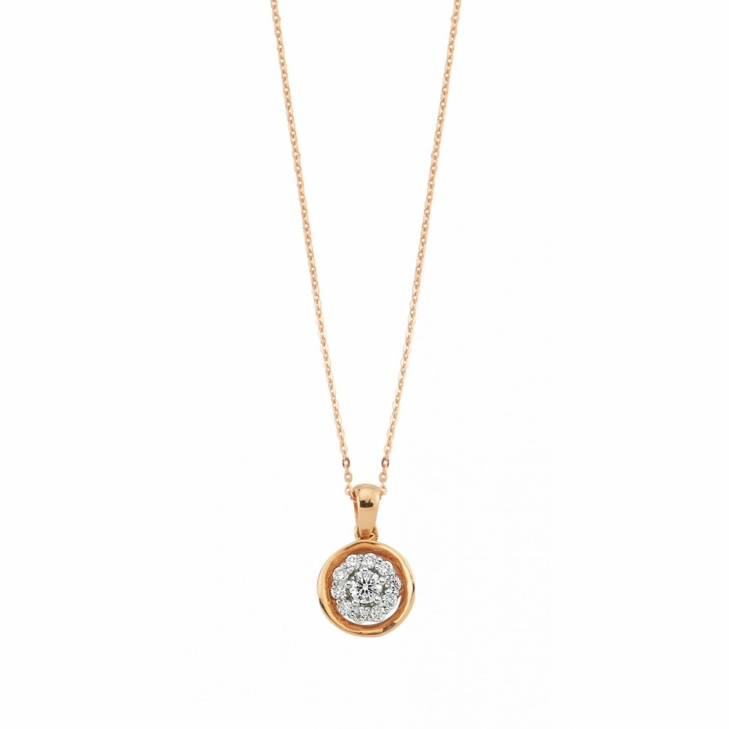  Pırlanta Taşlı Tasarım Rose Kolye - 0.20 Karat