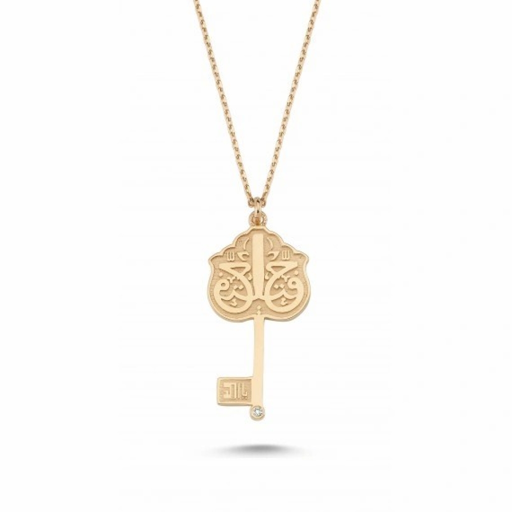 Pırlanta Taşlı Rose Anahtar Kolye - 0.01 Karat