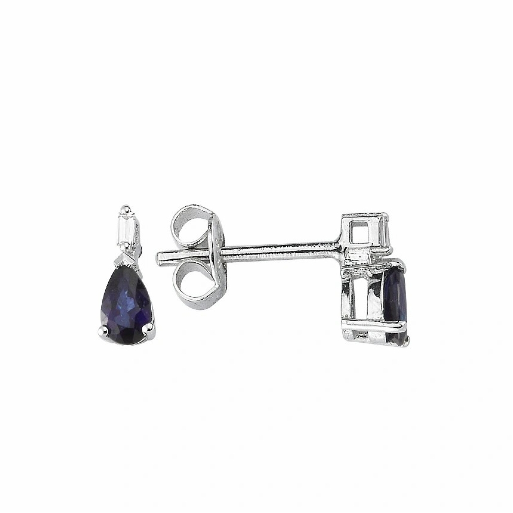 Pırlanta Safir Küpe-0.55 Karat