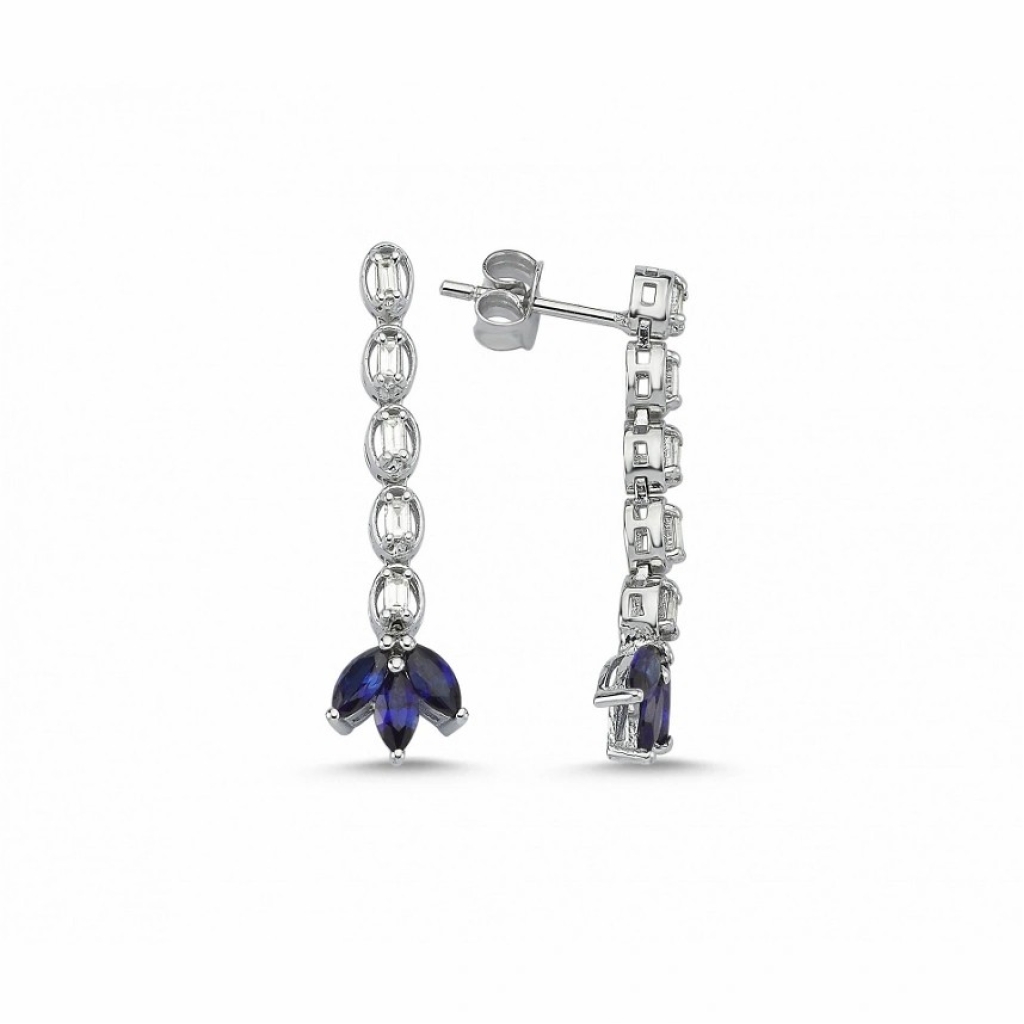 Safir Pırlanta Küpe-1.08 Karat 