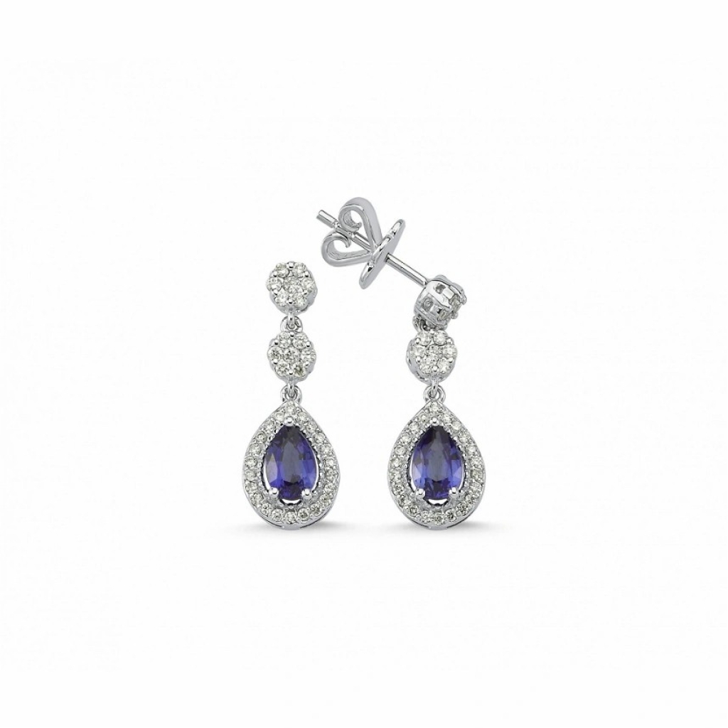 Tanzanit Pırlanta Küpe-1.55 Karat 