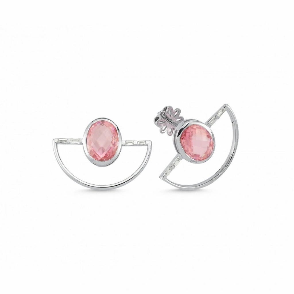 Kuvars Pırlanta Küpe-5.94 Pembe