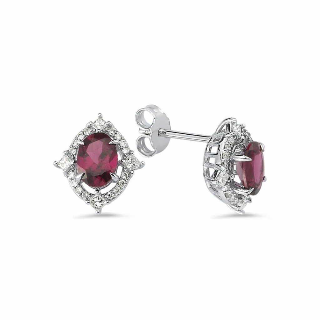 Rhodolite Pırlanta Küpe- 2.27 Karat