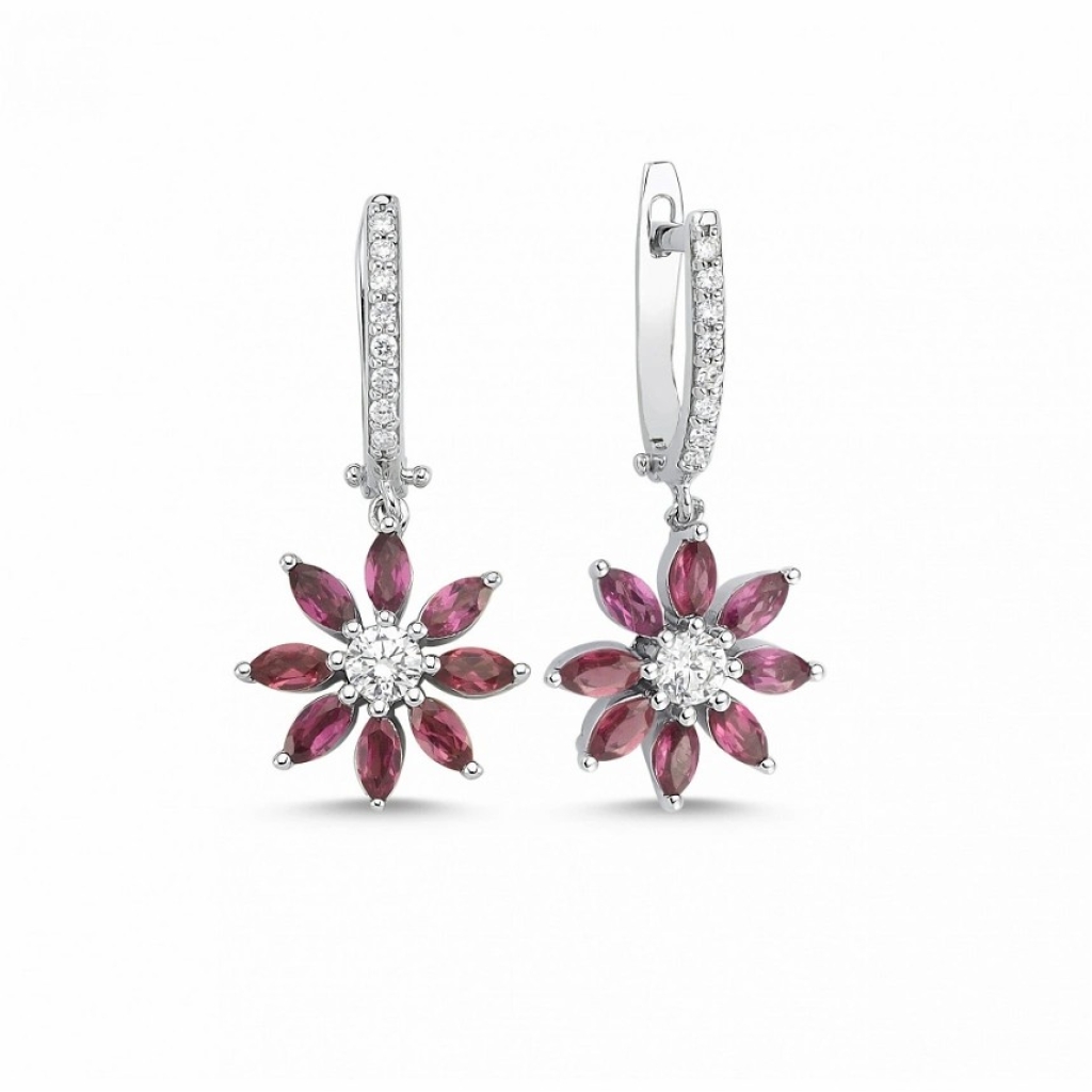 Pırlanta Rhodolite Küpe-1.96 Karat