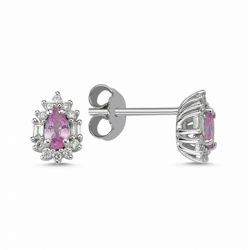Pembe Safir Pırlanta Küpe-0.68 Karat