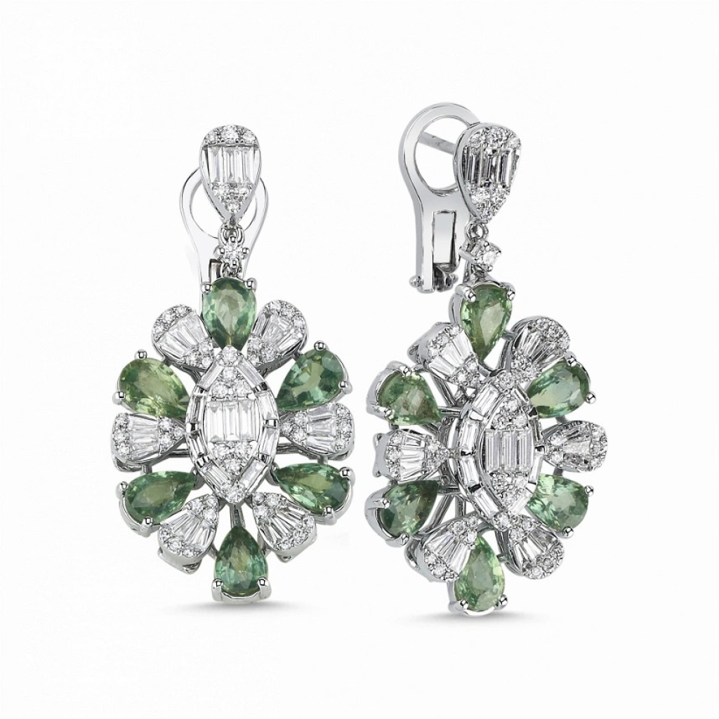 Safir Pırlanta Küpe-7.34 Karat 