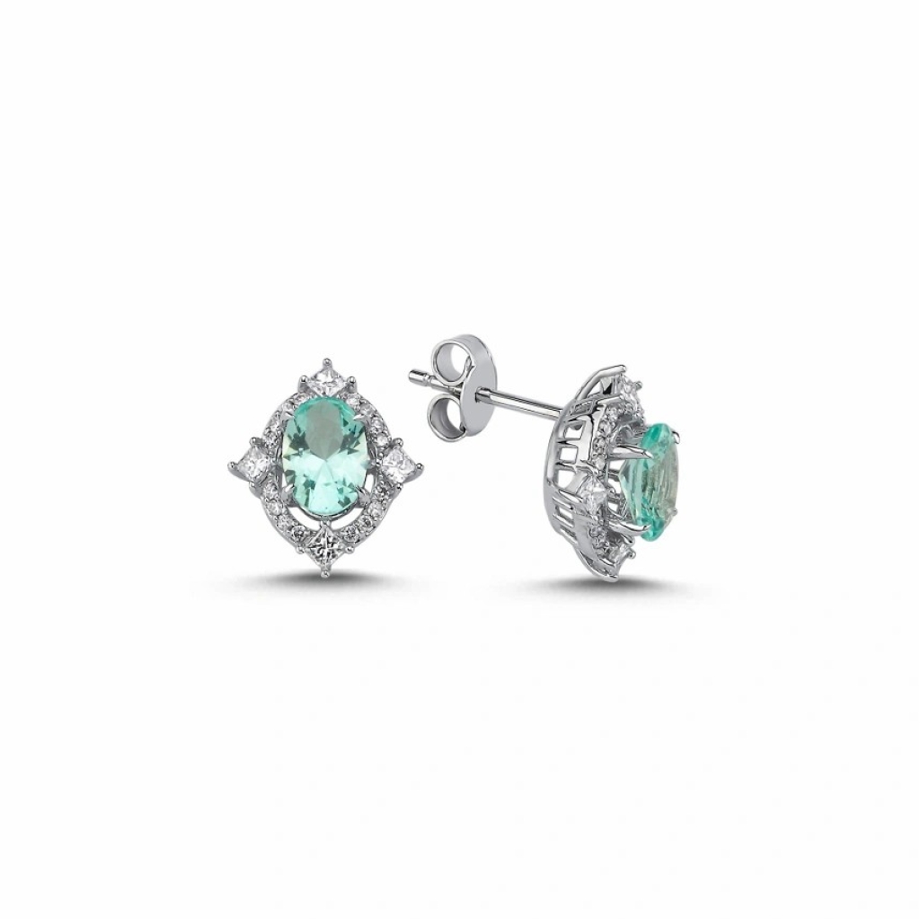 Paraiba Pırlanta Küpe-1.82 Karat
