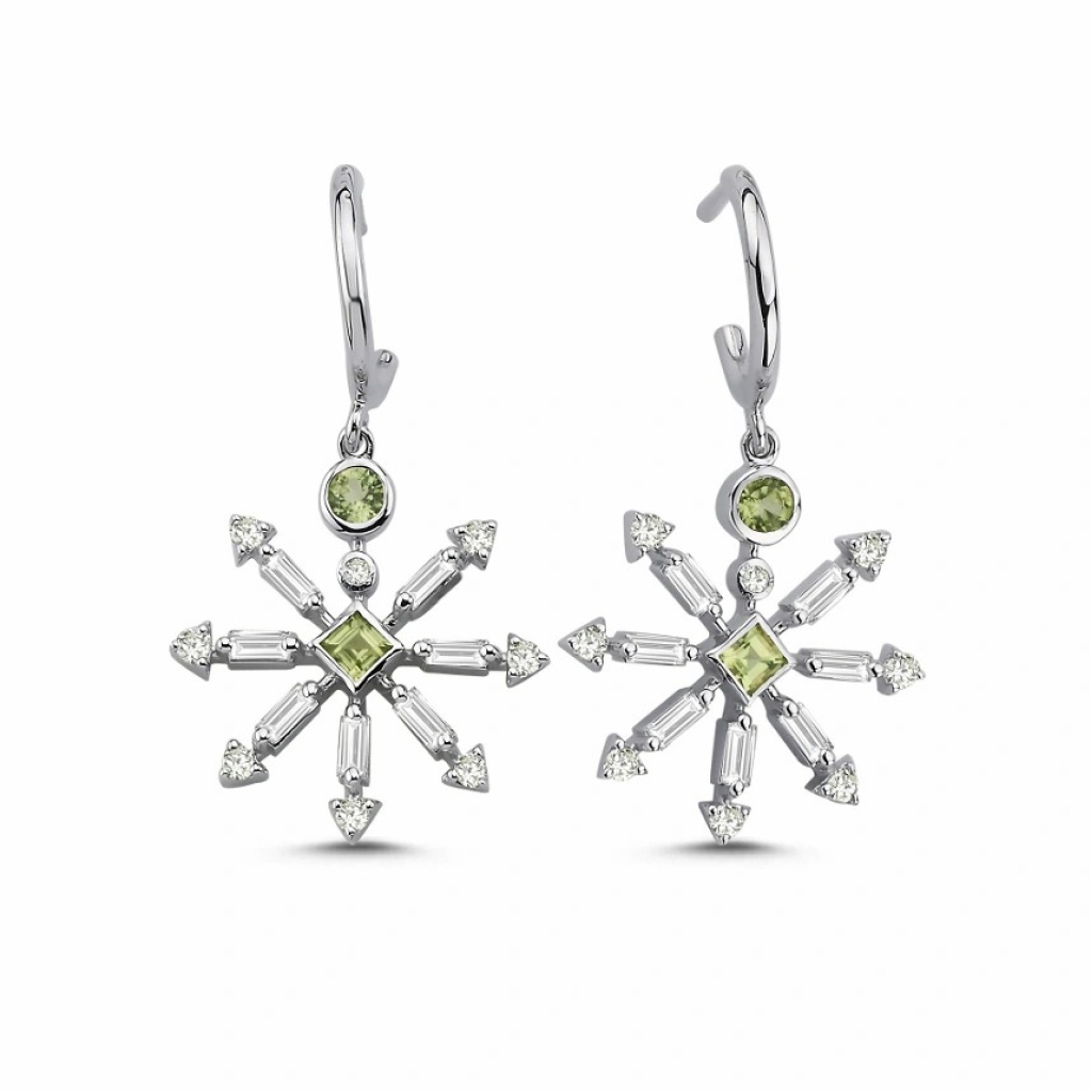 Peridot Pırlanta Küpe-1.10 Karat