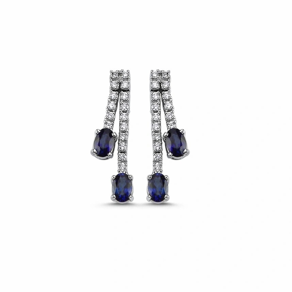 Safir Pırlanta Küpe-2.74 Karat