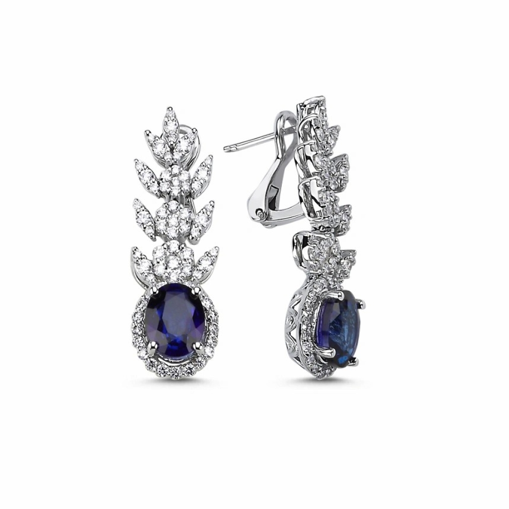 Safir Pırlanta Küpe- 7.20 Karat