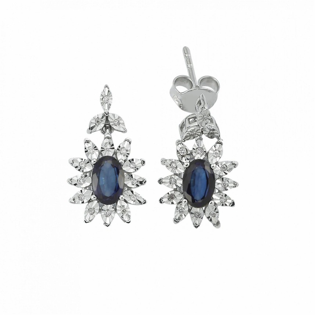 Pırlanta Safir Küpe-1.26 Karat