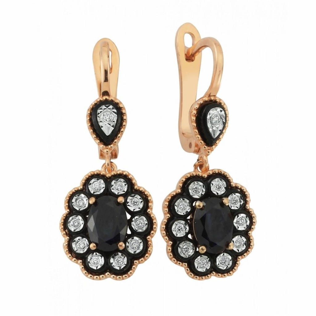 Elmas Safir Küpe-2.13 Karat 
