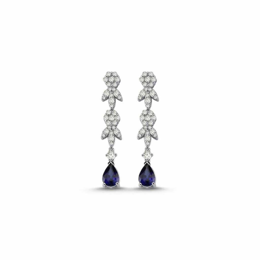 Safir Pırlanta Küpe-2.53 Karat 