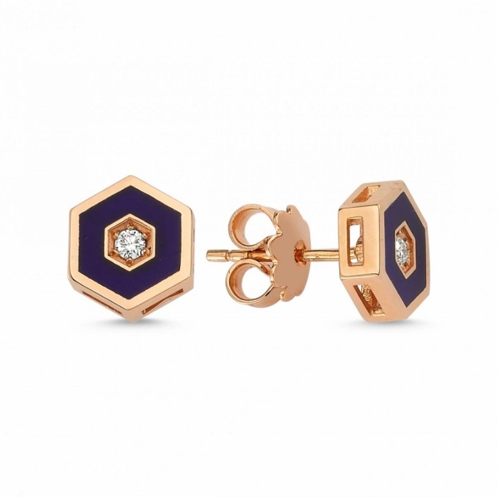 Mineli Pırlanta Taşlı Küpe-0.07 Karat 