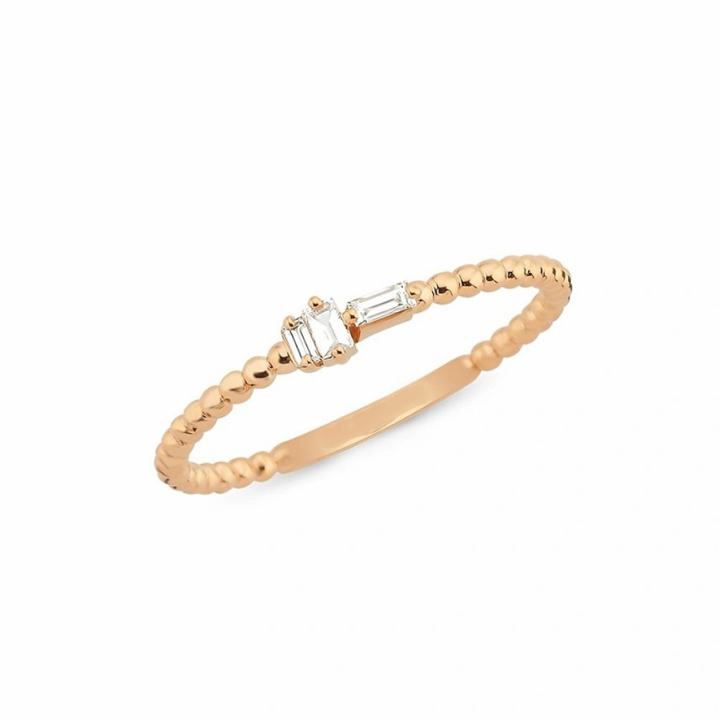  Baget Taşlı Rose Pırlanta Yüzük-0.08 Karat
