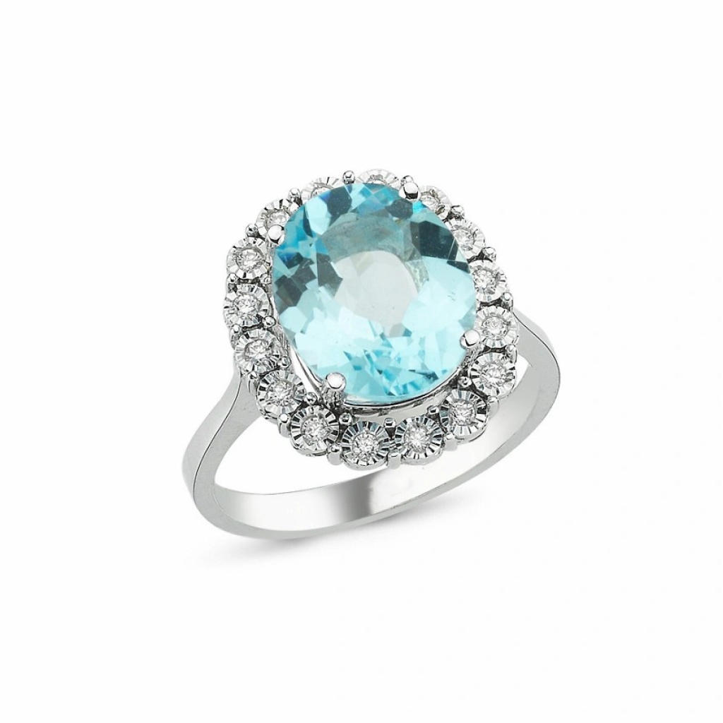  Mavi Topaz Pırlanta Yüzük-4.80 Karat 