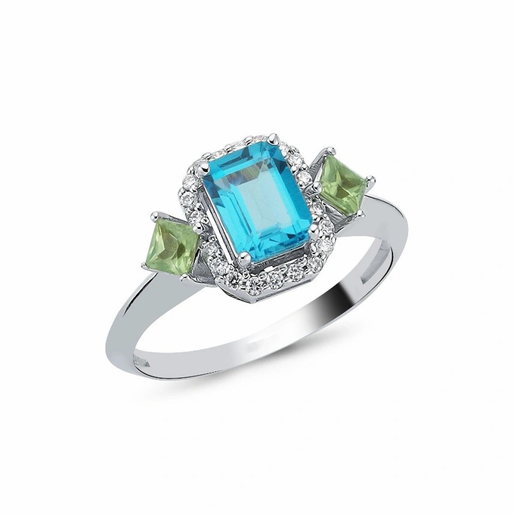  Pırlanta Safir Swiss Topaz Yüzük-1.59 Karat 