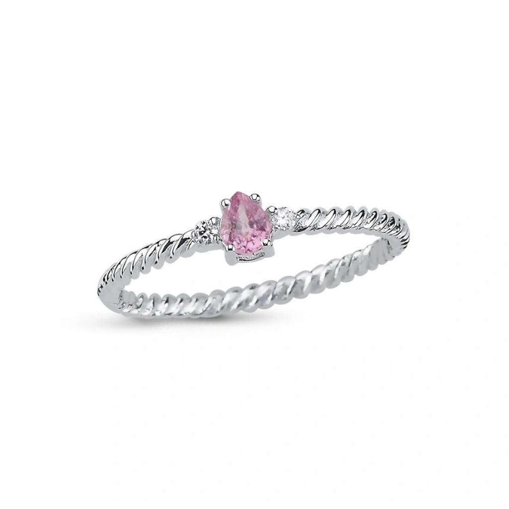  Pembe Safir Pırlanta Yüzük- 0.21 Karat 