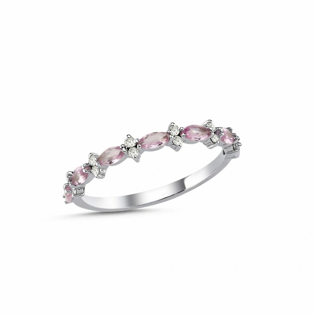 Pembe Safir Pırlanta Yüzük-0.49 Karat