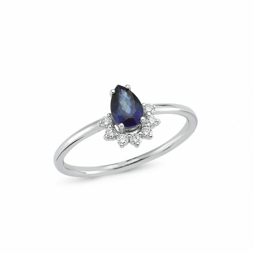 Pırlanta Safir Yüzük-0.55 Karat