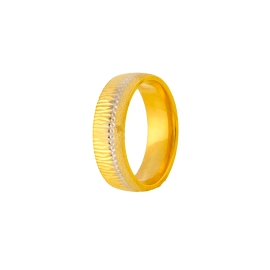 Kabartmalı ve Simli İşlemeli Altın Alyans - 14 Ayar