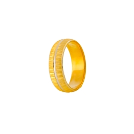 Ortası Beyaz Şeritli İşlemeli Altın Alyans - 14 Ayar